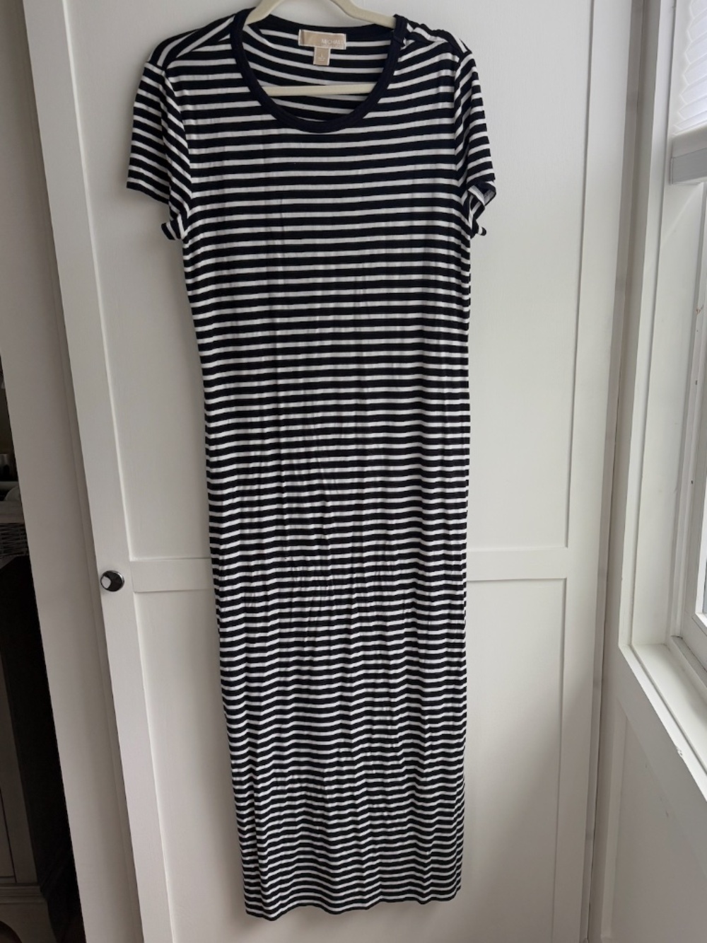 Michael Kors | Navy & White Striped Jersey Dress | Size L